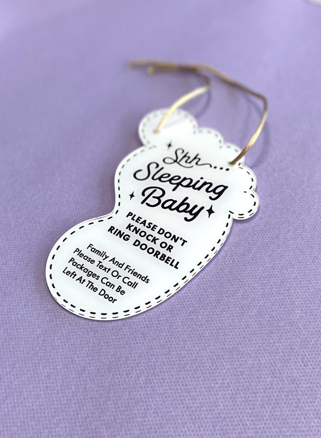 LEMBANG Small Baby Sleeping Hanging Sign,Do Not Knock Or Ring The Bell, Door Hanger for Baby Room, Nursery, Front Door (foot) - Image 3